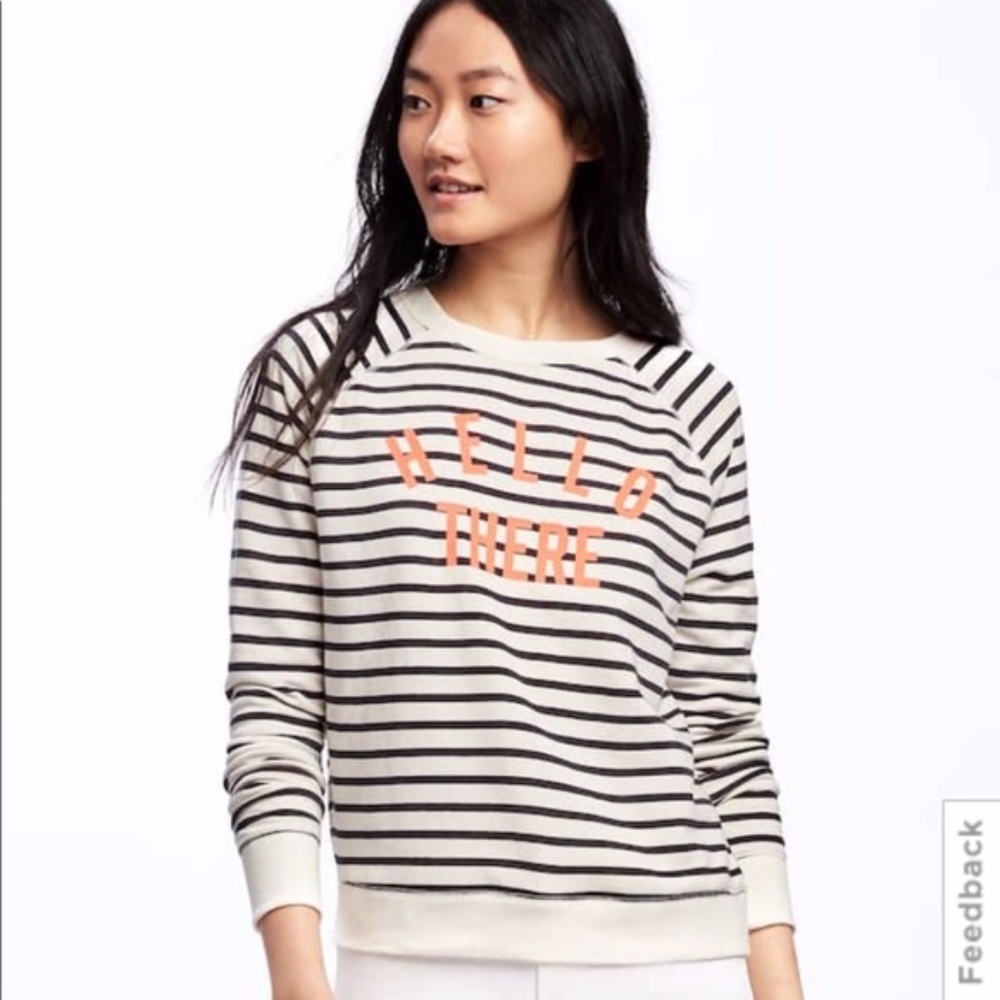 Old Navy ‘Hello There’ graphic striped sweatshirt